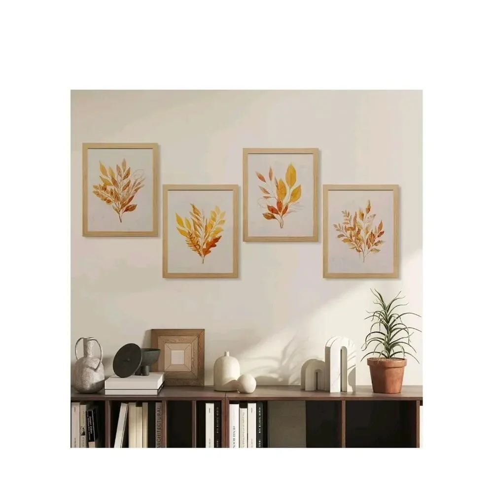 LONGKING Framed Art, Botanical Wall Art Decor, Gold Plant Picture Frame Collage
